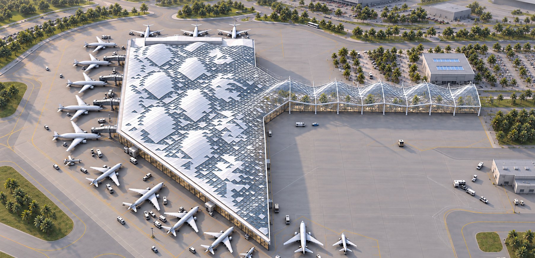 Aerial view of the terminal roof pattern